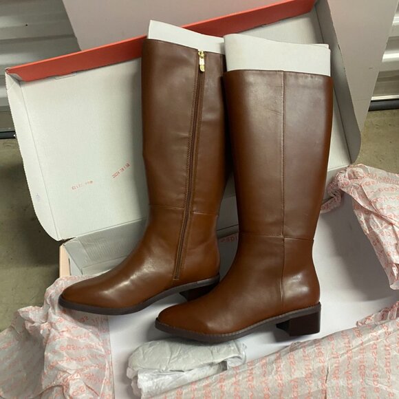 [NEW IN BOX] Easy Spirit Women Loretta Riding Boots Medium Brown Leather 8.5 - Picture 3 of 9